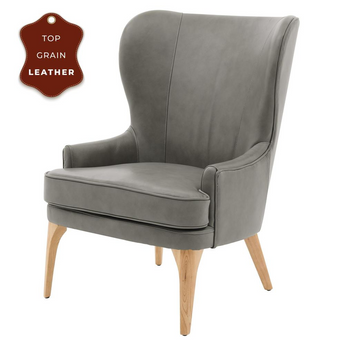 Bjorn Top Grain Leather Accent Chair, Garrett Gray