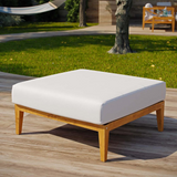 Northlake Outdoor Patio Premium Grade A Teak Wood Ottoman - Natural White EEI-3428-NAT-WHI