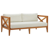 Northlake Outdoor Patio Premium Grade A Teak Wood Sofa - Natural White EEI-3427-NAT-WHI