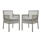 Aura Dining Armchair Outdoor Patio Wicker Rattan Set of 2 - Gray Gray EEI-3561-GRY-GRY
