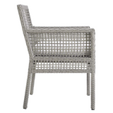 Aura Dining Armchair Outdoor Patio Wicker Rattan Set of 2 - Gray White EEI-3561-GRY-WHI