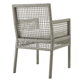Aura Dining Armchair Outdoor Patio Wicker Rattan Set of 2 - Gray White EEI-3561-GRY-WHI