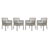 Aura Dining Armchair Outdoor Patio Wicker Rattan Set of 4 - Gray Gray EEI-3594-GRY-GRY