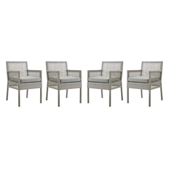 Aura Dining Armchair Outdoor Patio Wicker Rattan Set of 4 - Gray Gray EEI-3594-GRY-GRY
