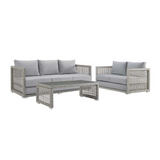 Aura 3 Piece Outdoor Patio Wicker Rattan Set - Gray Gray EEI-3598-GRY-GRY-SET