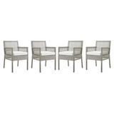 Aura Dining Armchair Outdoor Patio Wicker Rattan Set of 4 - Gray White EEI-3594-GRY-WHI