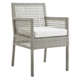 Aura Dining Armchair Outdoor Patio Wicker Rattan Set of 4 - Gray White EEI-3594-GRY-WHI