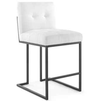 Privy Black Stainless Steel Upholstered Fabric Counter Stool - Black White EEI-3854-BLK-WHI