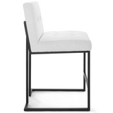 Privy Black Stainless Steel Upholstered Fabric Counter Stool - Black White EEI-3854-BLK-WHI
