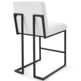 Privy Black Stainless Steel Upholstered Fabric Counter Stool - Black White EEI-3854-BLK-WHI