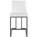 Privy Black Stainless Steel Upholstered Fabric Counter Stool - Black White EEI-3854-BLK-WHI