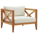 Northlake Outdoor Patio Premium Grade A Teak Wood Armchair Set of 2 - Natural White EEI-4041-NAT-WHI