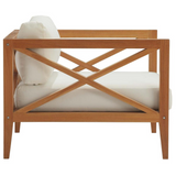 Northlake Outdoor Patio Premium Grade A Teak Wood Armchair Set of 2 - Natural White EEI-4041-NAT-WHI