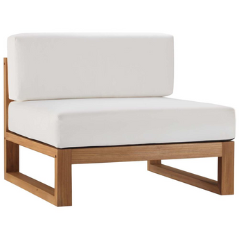Upland Outdoor Patio Teak Wood Armless Chair - Natural White EEI-4125-NAT-WHI