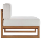 Upland Outdoor Patio Teak Wood Armless Chair - Natural White EEI-4125-NAT-WHI