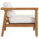 Bayport Outdoor Patio Teak Wood Left-Arm Chair - Natural White EEI-4128-NAT-WHI