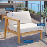 Bayport Outdoor Patio Teak Wood Left-Arm Chair - Natural White EEI-4128-NAT-WHI