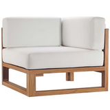 Upland Outdoor Patio Teak Wood Corner Chair - Natural White EEI-4126-NAT-WHI