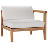 Bayport Outdoor Patio Teak Wood Right-Arm Chair - Natural White EEI-4129-NAT-WHI