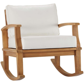 Marina Outdoor Patio Teak Rocking Chair - Natural White EEI-4177-NAT-WHI