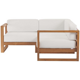 Upland Outdoor Patio Teak Wood 3-Piece Sectional Sofa Set - Natural White EEI-4255-NAT-WHI-SET