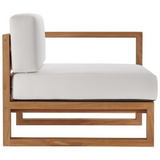 Upland Outdoor Patio Teak Wood 3-Piece Sectional Sofa Set - Natural White EEI-4254-NAT-WHI-SET
