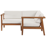 Bayport Outdoor Patio Teak Wood 3-Piece Sectional Sofa Set - Natural White EEI-4258-NAT-WHI-SET
