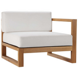 Upland Outdoor Patio Teak Wood 4-Piece Sectional Sofa Set - Natural White EEI-4253-NAT-WHI-SET