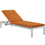 Shore Outdoor Patio Aluminum Chaise with Cushions - Silver Orange EEI-4502-SLV-ORA