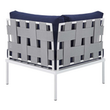 Harmony Sunbrella® Outdoor Patio Aluminum Corner Chair - Gray Navy EEI-4540-GRY-NAV