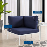 Harmony Sunbrella® Outdoor Patio Aluminum Corner Chair - Gray Navy EEI-4540-GRY-NAV
