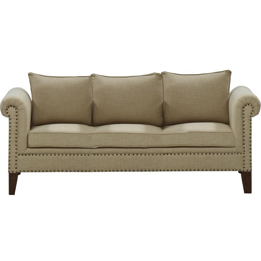 Parquet Wood Solid and Linen Sofa 72 Inches