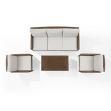 Capella Outdoor Wicker 4Pc Sofa Set Creme/Brown - Coffee Table, Sofa, & 2 Armchairs