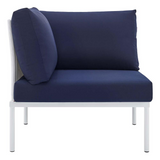 Harmony Sunbrella® Outdoor Patio All Mesh Corner Chair - White Navy EEI-4539-WHI-NAV