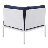 Harmony Sunbrella® Outdoor Patio All Mesh Corner Chair - White Navy EEI-4539-WHI-NAV