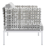 Harmony Sunbrella® Basket Weave Outdoor Patio Aluminum Armchair - Taupe Gray EEI-4541-TAU-GRY