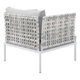 Harmony Sunbrella® Basket Weave Outdoor Patio Aluminum Armchair - Taupe Gray EEI-4541-TAU-GRY