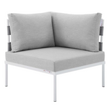 Harmony Sunbrella® Outdoor Patio Aluminum Corner Chair - Gray Gray EEI-4540-GRY-GRY