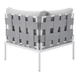 Harmony Sunbrella® Outdoor Patio Aluminum Corner Chair - Gray Gray EEI-4540-GRY-GRY