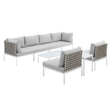 Harmony 8-Piece  Sunbrella® Basket Weave Outdoor Patio Aluminum Sectional Sofa Set - Taupe Gray EEI-4942-TAU-GRY-SET