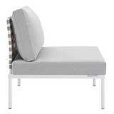 Harmony 8-Piece  Sunbrella® Basket Weave Outdoor Patio Aluminum Sectional Sofa Set - Tan Gray EEI-4939-TAN-GRY-SET