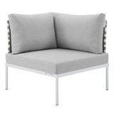 Harmony 8-Piece  Sunbrella® Basket Weave Outdoor Patio Aluminum Sectional Sofa Set - Tan Gray EEI-4939-TAN-GRY-SET