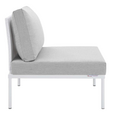 Harmony Sunbrella® Outdoor Patio Aluminum Armless Chair - White Gray EEI-4959-WHI-GRY