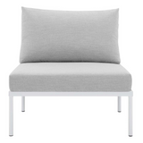 Harmony Sunbrella® Outdoor Patio Aluminum Armless Chair - White Gray EEI-4959-WHI-GRY