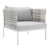 Harmony 8-Piece  Sunbrella® Basket Weave Outdoor Patio Aluminum Seating Set - Taupe Gray EEI-4946-TAU-GRY-SET