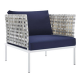 Harmony 10-Piece  Sunbrella® Basket Weave Outdoor Patio Aluminum Sectional Sofa Set - Taupe Navy EEI-4950-TAU-NAV-SET