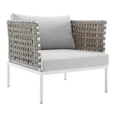 Harmony 10-Piece  Sunbrella® Basket Weave Outdoor Patio Aluminum Sectional Sofa Set - Tan Gray EEI-4951-TAN-GRY-SET
