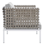 Harmony 10-Piece  Sunbrella® Basket Weave Outdoor Patio Aluminum Sectional Sofa Set - Tan Gray EEI-4951-TAN-GRY-SET