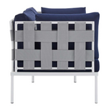 Harmony 8-Piece  Sunbrella® Outdoor Patio Aluminum Seating Set - Gray Navy EEI-4949-GRY-NAV-SET