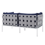 Harmony 8-Piece  Sunbrella® Outdoor Patio Aluminum Seating Set - Gray Navy EEI-4949-GRY-NAV-SET
